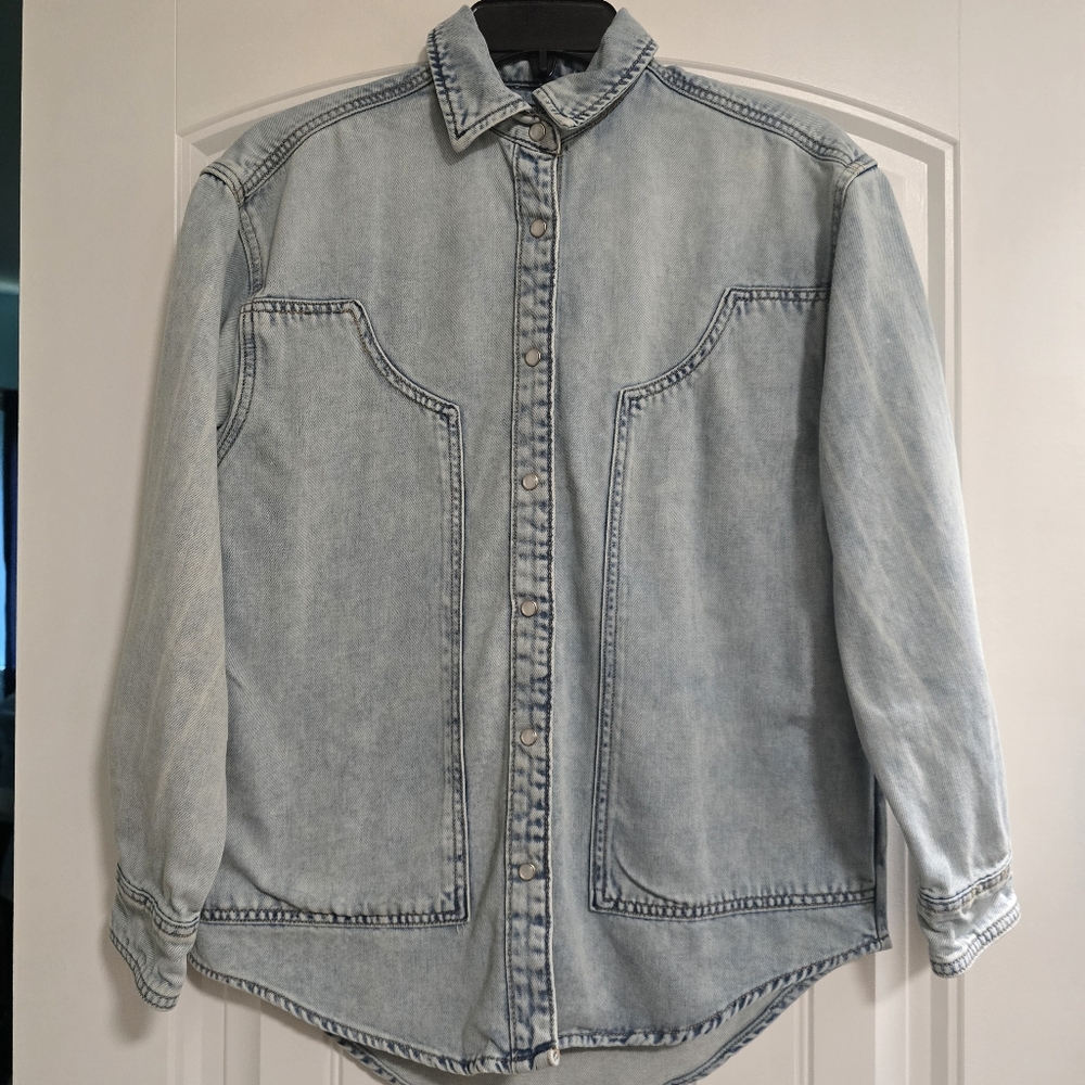 🌟7/25$ WILD FABLE Denim Perl Snap Jacket - Picture 2 of 8